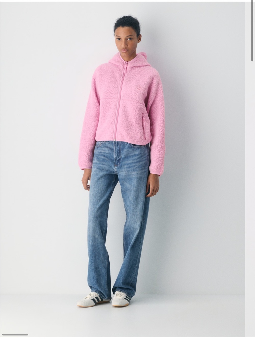 TNA Pink Teddy Sherpa Zip Hoodie Jacket - Women